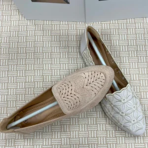 Women’s Floral Pattern Ballerina Wedding Flat Shoes Pointed Office Comfortable with PU Insole