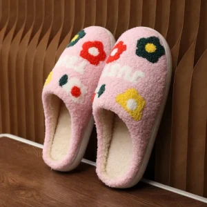 Women’s Floral-patterned slippers with Soft Soles for Indoor and Outdoor Use Men’s Cotton slippers for Autumn and Winter