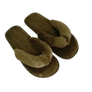 Women’s Fluffy Faux Fur Sandal Shoes Winter Ladies Home Fashionable Comfortable Flip-Flops Slippers Soft Warm