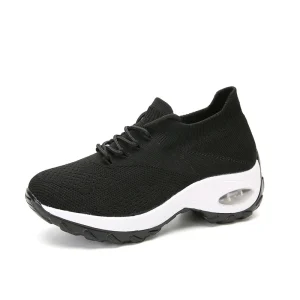Women’s Fly Knit Sock Sneakers Height Increasing Comfortable Lightweight Breathable Non-Slip Casual Walking Sports Shoes
