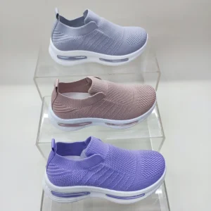 Women’s Fly Knit Walking Sneakers Lightweight Breathable Comfortable Casual Summer Autumn Slip On Shoes for Mom
