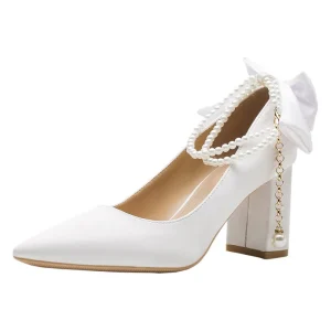 Women’s Formal High Heel Pumps 6-8cm Wedding Bride Sandals Closed Toe Plus Size Shoes for Party Rubber Insole for All Seasons