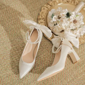 Women’s Formal High Heel Pumps 6cm 8cm Wedding Bride Sandals Closed Toe Shoes for Party Rubber Insole for All Seasons