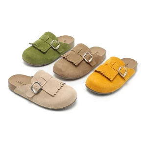 Women’s Fringe Buckle Mule Clogs Slip-On Casual Flat Shoes