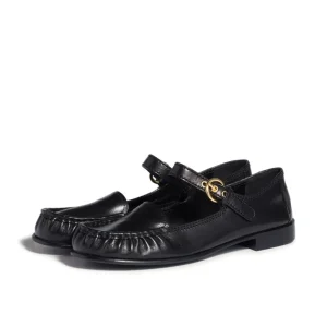Women’s Genuine Leather Flat Mary Jane Loafers Spring Autumn Fashion Slip-On Toe Breathable Lightweight Anti-Static Rubber