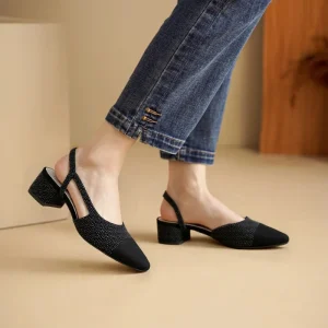 Women’s Genuine Leather Formal Pumps Comfort Summer Autumn Square Heel Slip-On Dress Shoes