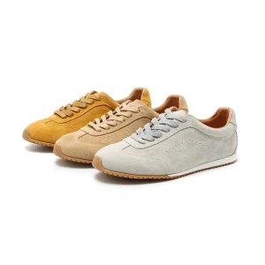 Women’s Genuine Leather Light Weight Soft Trainer Flats for Autumn Spring Summer