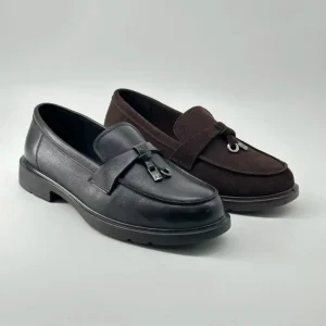 Women’s Genuine Leather Loafers Comfortable British Casual Slip On Penny for Spring Summer Autumn Closed Toe