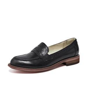 Women’s Genuine Leather Loafers Slip-On Flats Autumn Fashion Trend Retro Dress Shoes