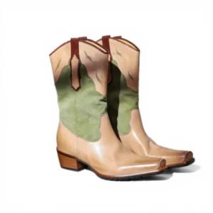 Women’s Genuine Leather Mid Calf Square Western Embroidery Spring Autumn Winter Fashion Chunky