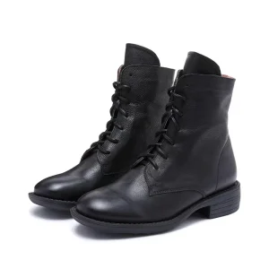 Women’s Genuine Leather for Boots with Fleece lined Lining Closure Toe Slim Fit Business Style for Autumn Winter