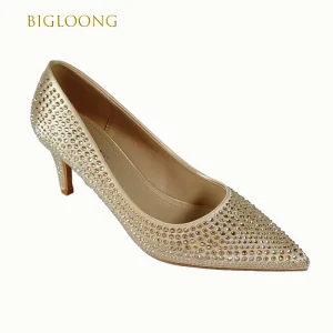 Women’s Gold Dress Heels for Summer Holidays Soft Cushioned Breathable and Lightweight