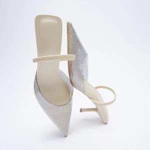 Women’s Gold High Heel Mules and Sandals