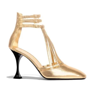 Women’s Gold Pumps High Heels Dress Shoes with Height Increasing Feature for Spring Autumn Winter Bridal Shoes