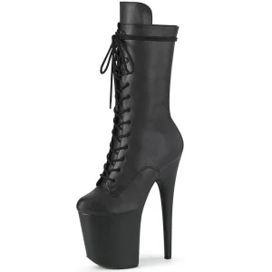 Women’s Gothic 20cm Round Toe Ankle Boots Nightclub 8Inch Cross Dressing Lace up Pole Dance Exotic Dancer Stripper Thin Heels