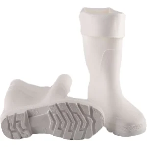 Women’s Half Fashion Galoches White PVC Rain Boots with Green Rubber Waterproof Work Galosh Shoes for Summer and Winter