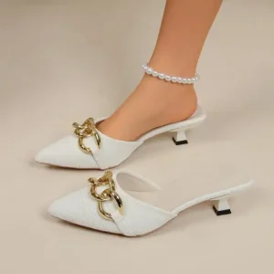 Women’s Half Slip-On Stiletto Fairy Style High Heel Mule Slippers Outdoor