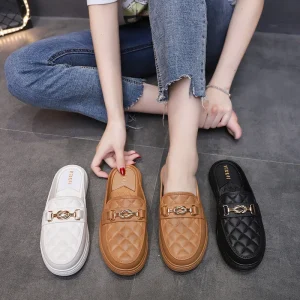 Women’s Half Slippers Summer Outdoor Fashion New Lazy One pedal Round Toe Half Slippers Flat Shoes