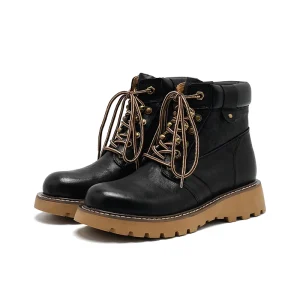 Women’s Handmade Ankle Boots Rubber Outsole Flat Summer Lace Up Closure