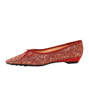 Women’s Hard-Wearing Summer Party Shoes Pointed Bow Design Shallow-Mouth Flower Slip-On Wedge with 2.5cm Heel