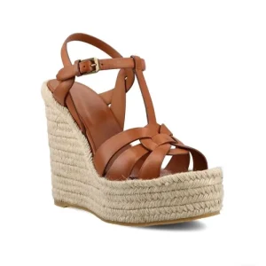 Women’s Hard Wearing Wedge Sandals with Buckle Strap Button Closure Available Black/Nude/Metallic for Wedding Beach Slip On