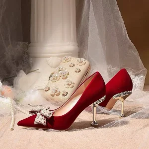 Women’s Heels Stiletto Heel Pointed Toe Business Sexy Wedding Party Evening PU Solid Colored Red