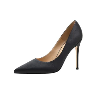 Women’s Heels Stiletto Heel Pointed Toe Business Wedding Party Evening PU Solid Colored Black Champagne Red