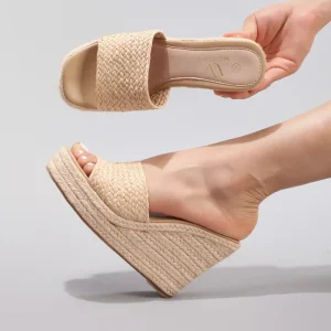 Women’s Hemp Rope Wedge Platform Sandals Open Toe PU Midsole Waterproof High Heels