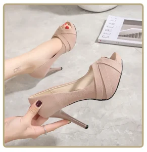 Womens High Feminine Fish Mouth Toe Slip On 10 cm Solid Wedge Platform Professional Velvet Sole Stylish Versatile Womens