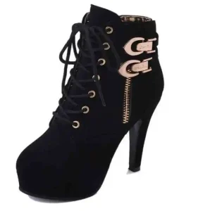 Women’s High Heel Boots Warm Waterproof Platform Women’s Shoes Large Size