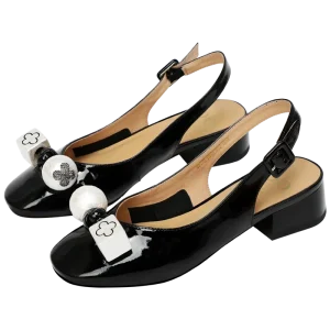 Women’s High Heel Bridal Shoes Closed Toe with Patent Leather Upper PU Insole Fall Winter Dress Slip On