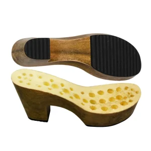 Women’s High Heel Dress Shoes with Wooden Effect Printing High Density PU Sole Durable and Anti Slip for Ladies