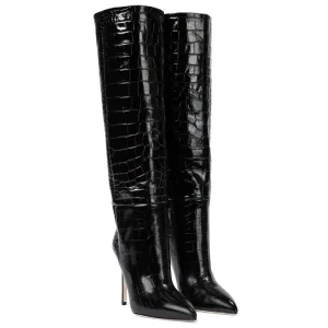 Women’s High Heel Knee High Print Boots Height Increasing Winter Autumn Spring Fashion