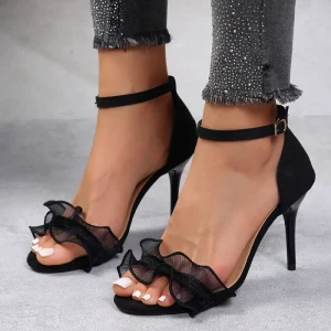 Women’s High Heel Sandals Summer New Lace Strap Sandals Large Size Thin Heel Sandals