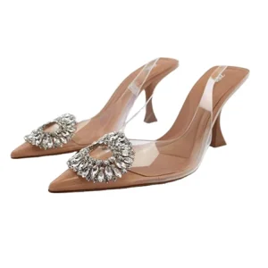 Women’s High Heeled Clip Toe Breathable Thick Heel Boots