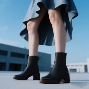 Women’s High Quality Brown Ankle Boots with Thick Heels and Fall Side Zipper Classic Retro Fashion Style