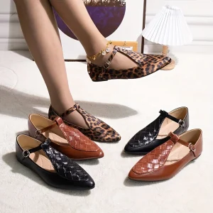 Women’s High Quality PU Leather Flat Loafers Slip On Dress Shoes with Solid Pattern Hard Wearing Fashionable for Summer Spring