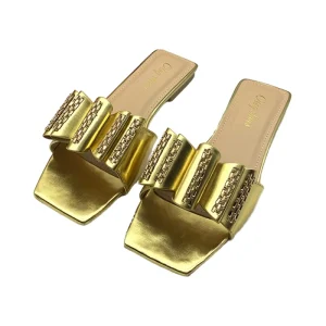Women’s High Quality Summer Flat Sandal Breathable Rhinestone Wedding Bridal Dress Shoes with Rubber Outsole Slips Fashion Trend