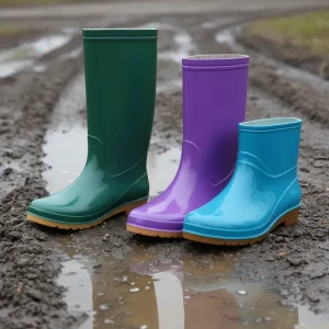 Women’s High Top Rain Boots Non Slip Thickened Long Fleece Lining Fashionable