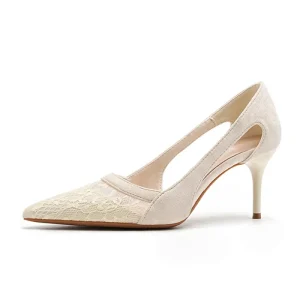 Women’s High-end Lace Black Sexy French High-heeled Sandals for Spring Summer Autumn New Single Shoes