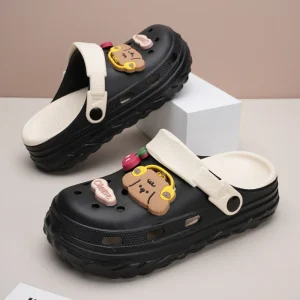 Women’s Hole Shoes Non-slip Wear-resistant Slippers Fashion Solid Color Eva Sandals Casual Outdoor Beach Clogs Mules
