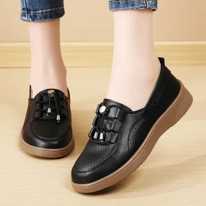 Women’s Hollow-Out Casual Shoes Breathable Wedge Slip-On Sneakers Comfortable Non-slip Mom Shoes for Daily Wear
