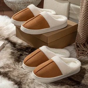 Women’s Home Slippers for Autumn Winter Plush Shoes with Closed Toe for Men Maternity Warm Shoes