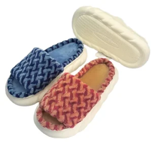 Women’s Indoor Home Fluffy Fur Lined Slippers Soft Plush Insole Simple Closed Toe Summer Season Slip On Shoes