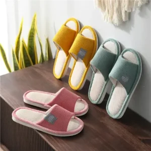 Women’s Indoor Slippers Fashionable Soft Sole Open Toe Hotel Non Slip for Summer Winter