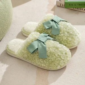 Women’s Indoor Warm Cotton Slippers Non Slip Summer Household Shoes with Cushioning Closed Toe
