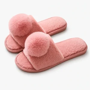 Women’s Indoor Warm Fluffy TPR Open Toe for Comfort Soft Autumn Spring Platform Cute Design Chinelo