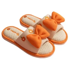 Women’s Japanese Style Home Linen Slippers All Year Soft Bottom with Sweat Absorbent and Breathable Hemp Machine Washable