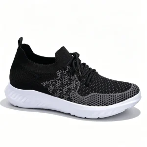 Women’s Jogging Running Shoes Lace Up Lightweight Breathable Durable Outdoor Hiking Walking Fly Knit Upper EVA Midsole