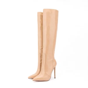 Women’s Knee High Autumn Riding Boots New Stiletto Side Zipper Fashion High Heels Shoes